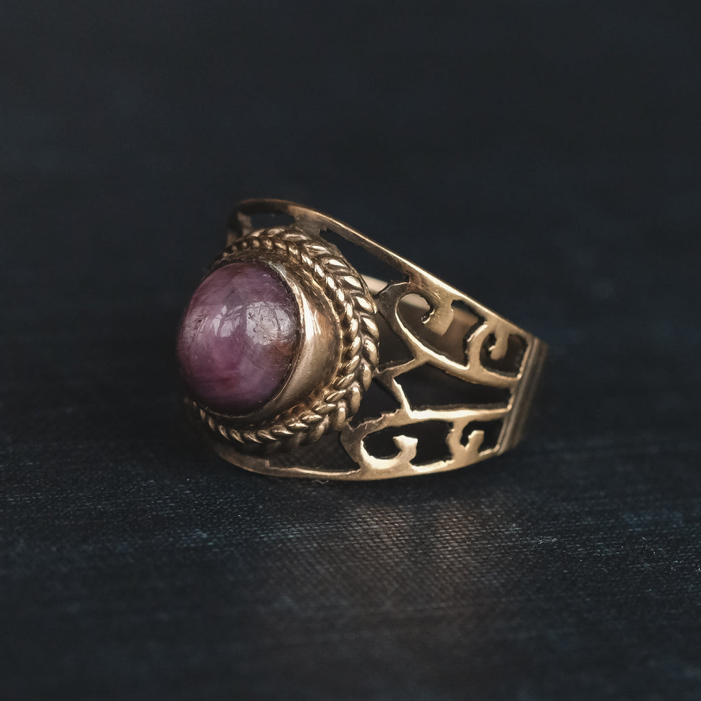 11. 1960s Star Ruby Openwork Ring - Lost Owl Jewelry