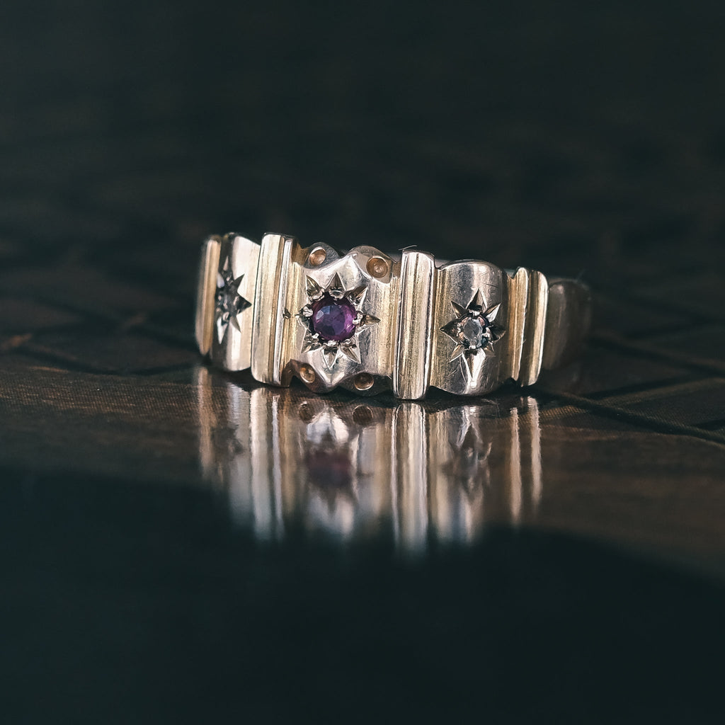 1905 Ruby & Diamond "Gyspy" Ring - Lost Owl Jewelry