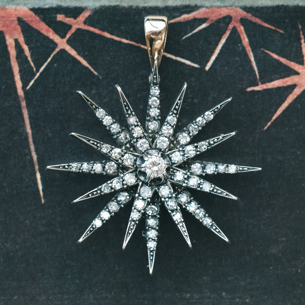 1920s Diamond Star Pendant - Lost Owl Jewelry