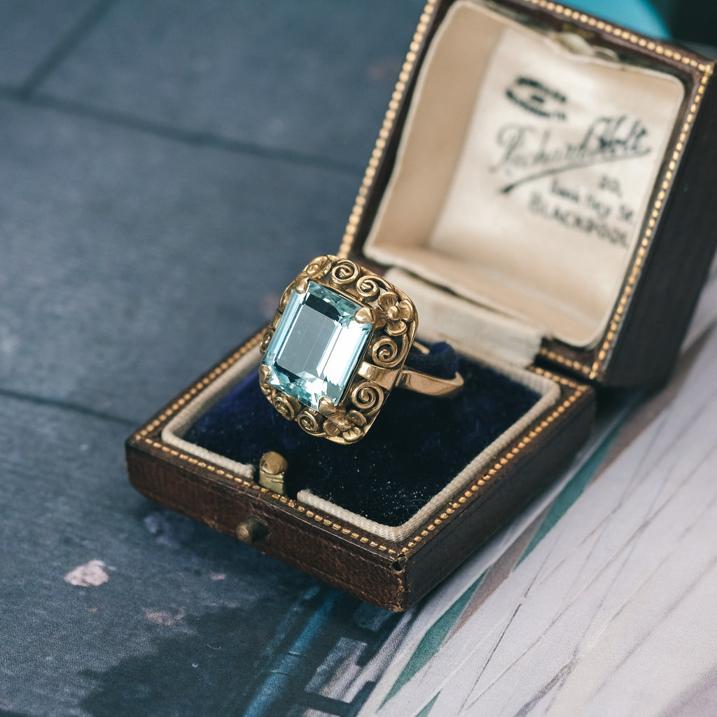 1950s Aquamarine Ring - Lost Owl Jewelry