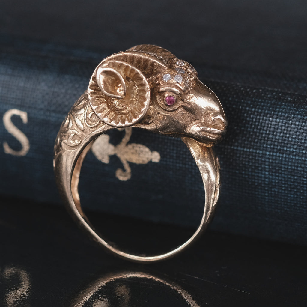 1950s Ram's Head Ring - Lost Owl Jewelry