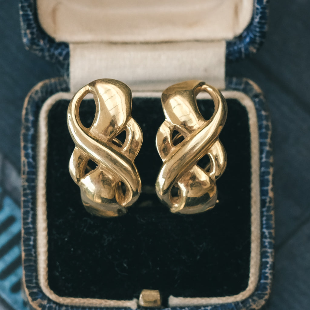 1980s Vintage Gold Knot Earrings - Lost Owl Jewelry