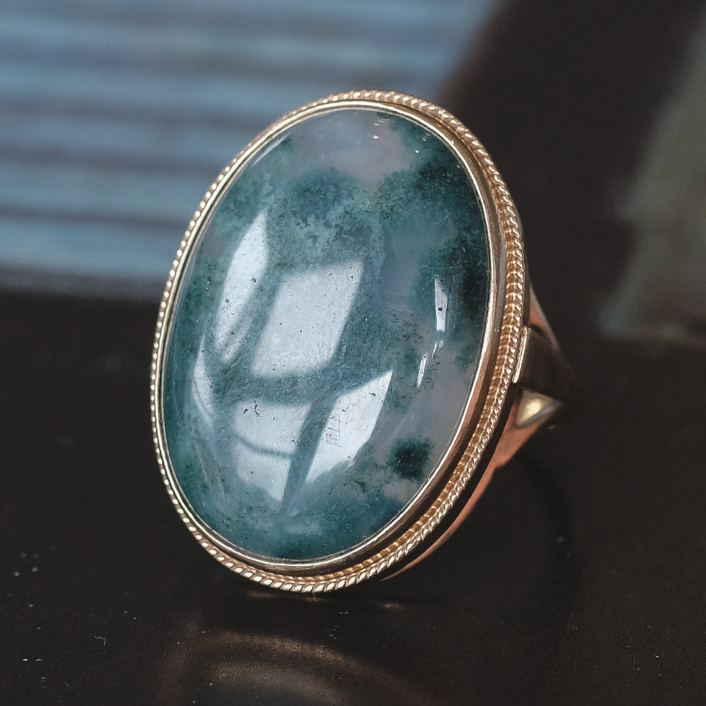1989 Moss Agate Ring - Lost Owl Jewelry