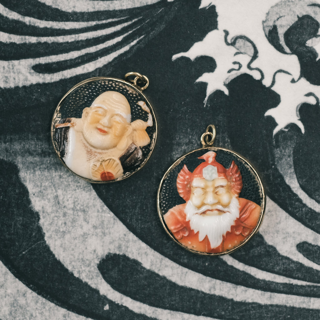 19th Century Japanese Good Luck Pendants - Lost Owl Jewelry