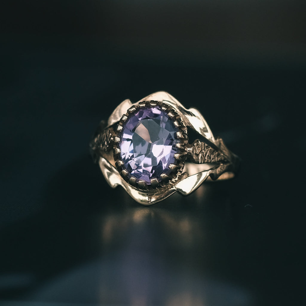 33. 1969 Amethyst Solitaire Ring - Lost Owl Jewelry