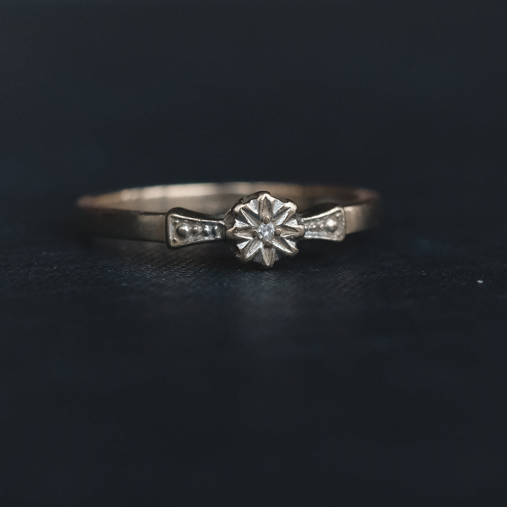 35. 1970s Diamond Star Solitaire Ring - Lost Owl Jewelry