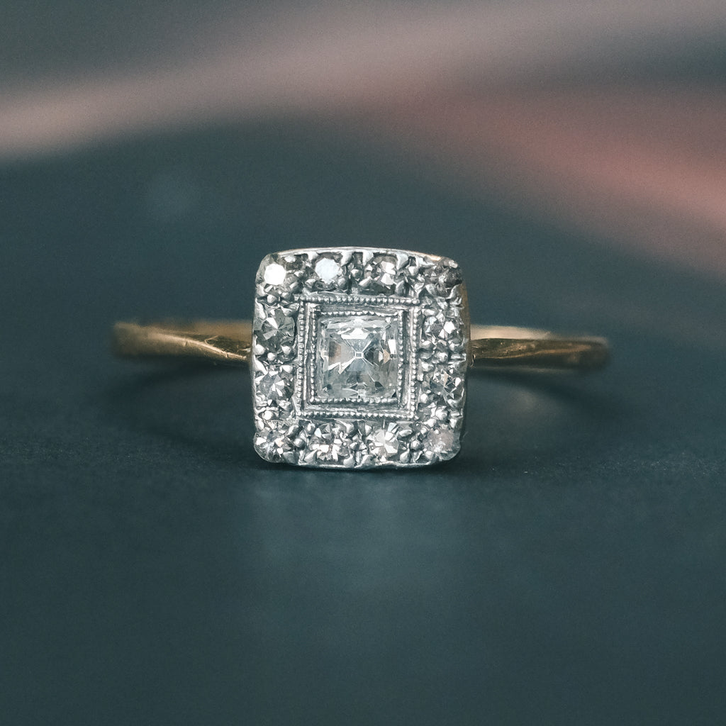 Art Deco Carré Cut Diamond Ring - Lost Owl Jewelry