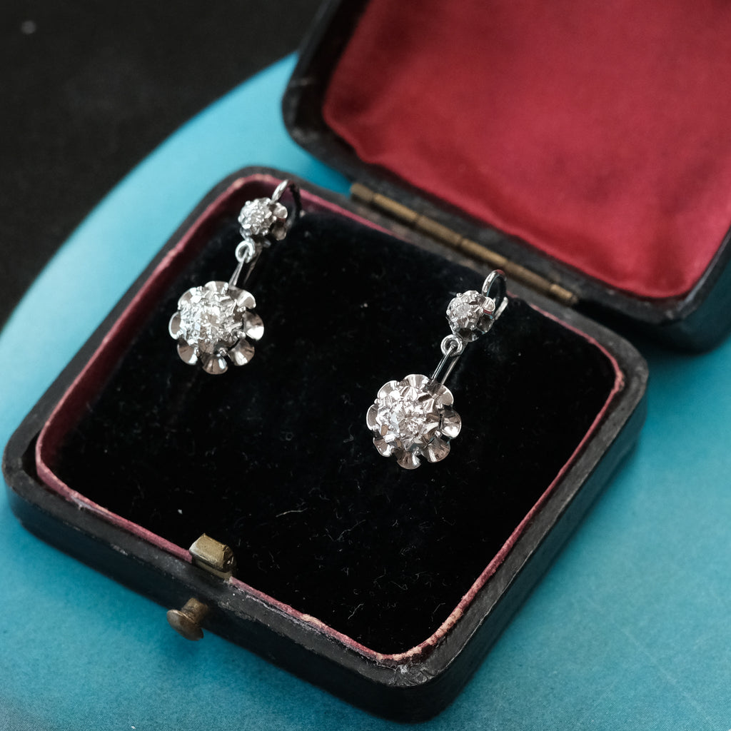 Art Deco Diamond Leverback Earrings - Lost Owl Jewelry