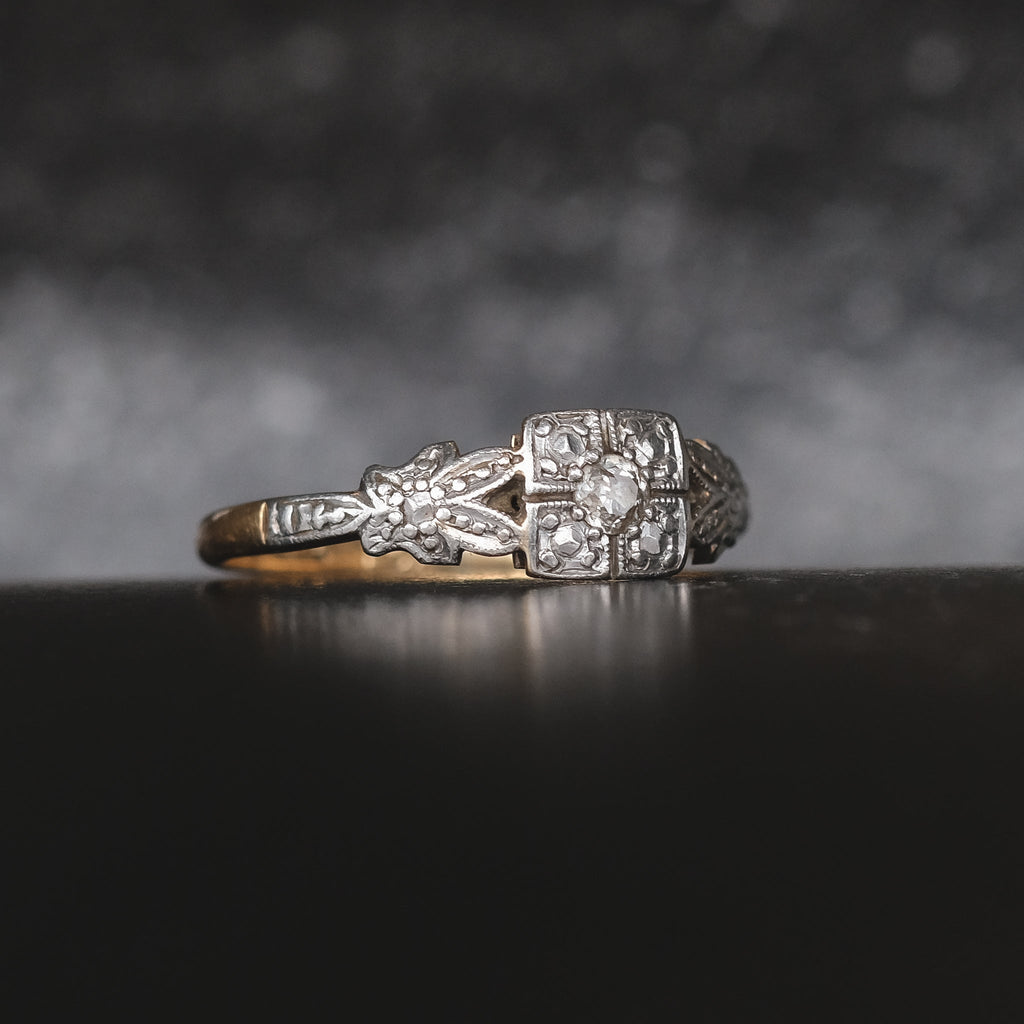 Art Deco Diamond Millegrain Ring - Lost Owl Jewelry