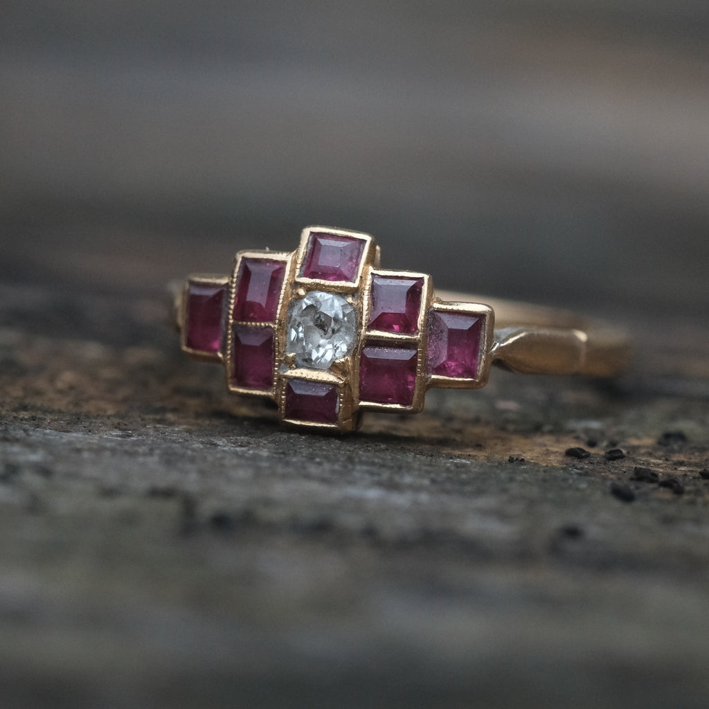 Art Deco Diamond & Ruby Ring - Lost Owl Jewelry