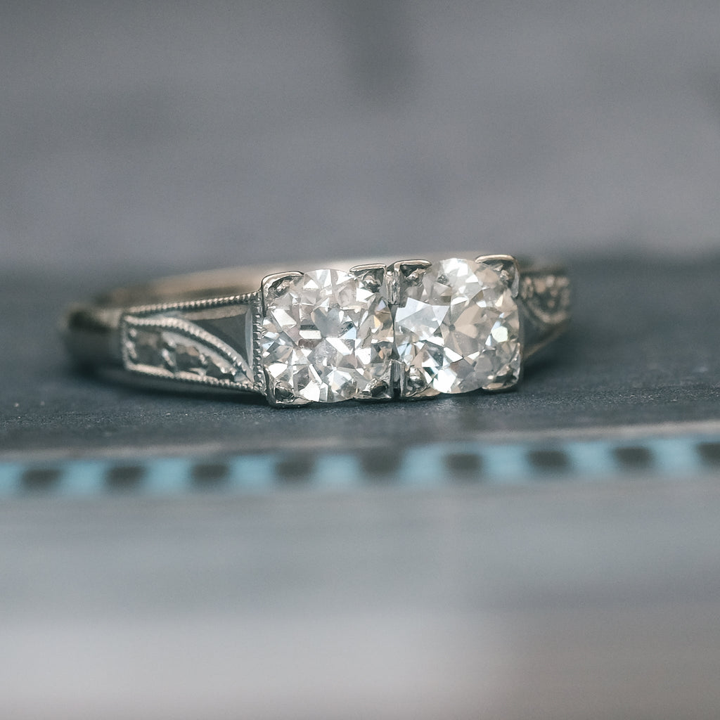 Art Deco Diamond “Toi et Moi” Ring - Lost Owl Jewelry