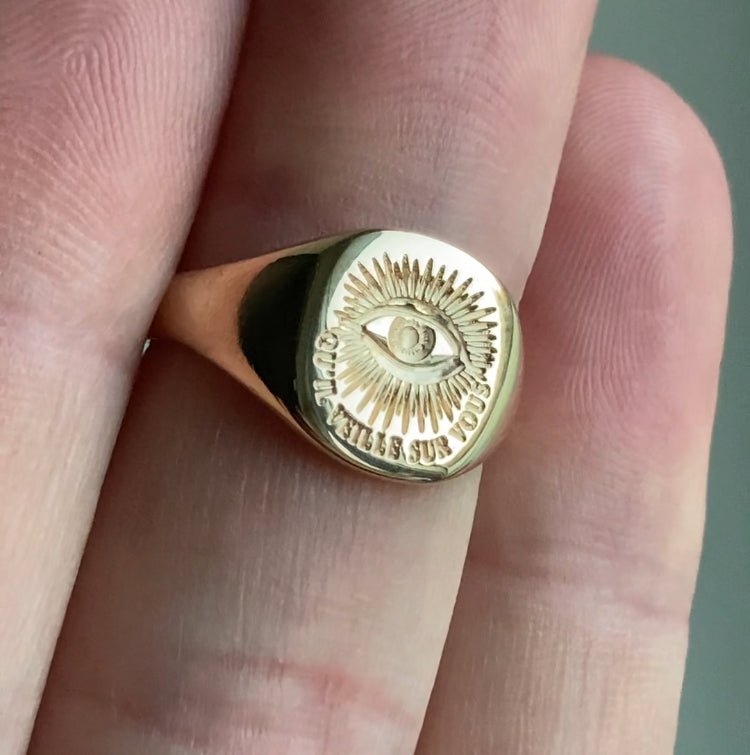 Custom Engraved Signet Ring - Lost Owl Jewelry