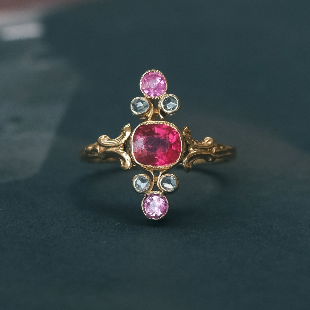 Edwardian Ruby North-South Ring - Lost Owl Jewelry