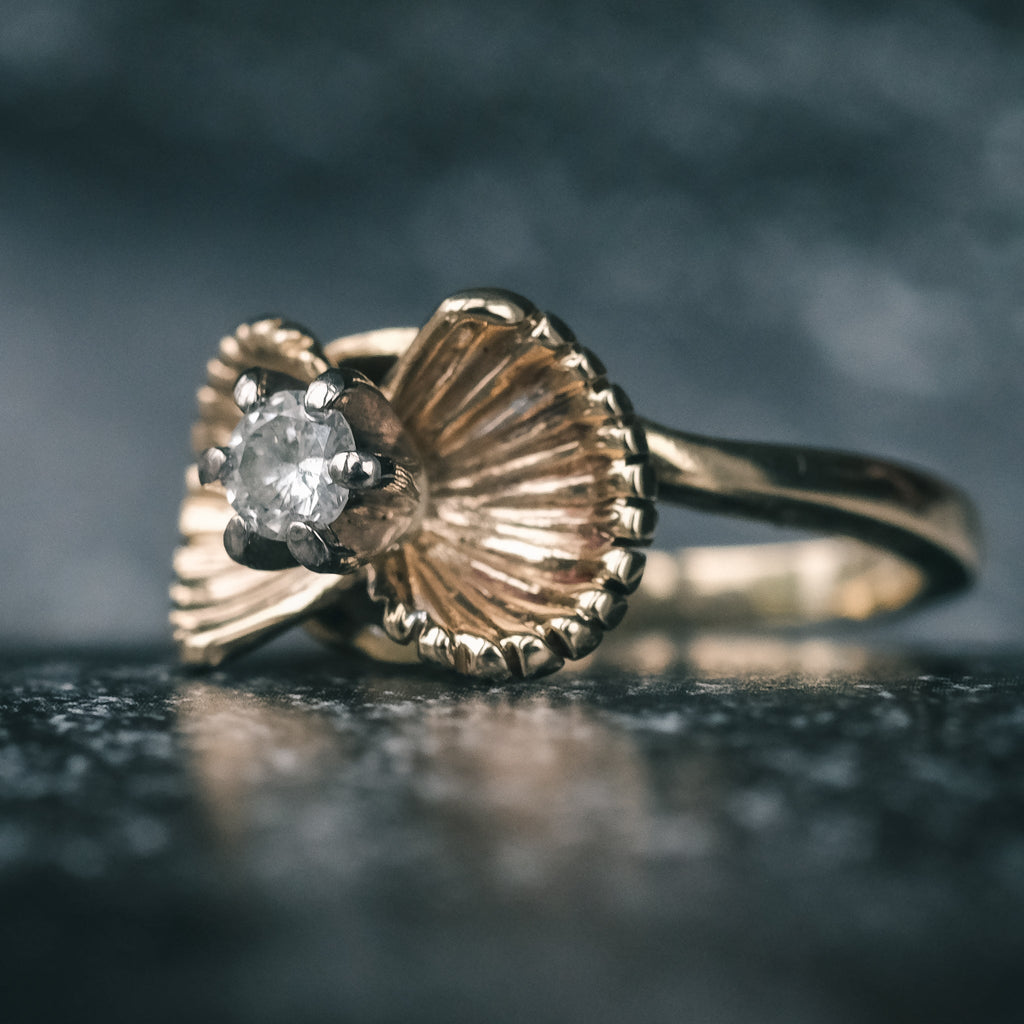 Mid-Century Scallop Shell Ring - Lost Owl Jewelry