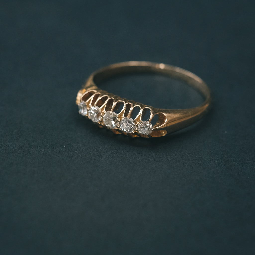 Victorian Diamond 5-Stone Belcher Ring - Lost Owl Jewelry