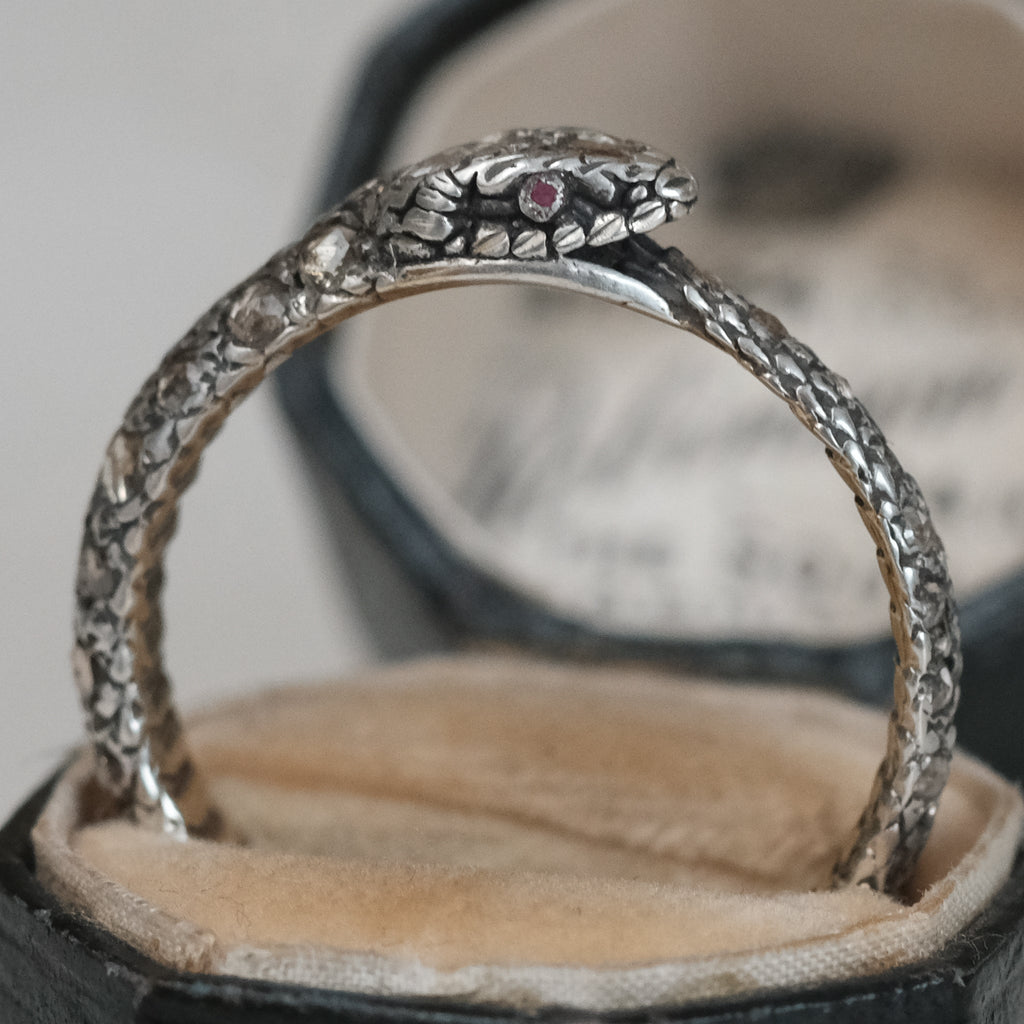 Vintage Diamond Ouroboros Ring - Lost Owl Jewelry