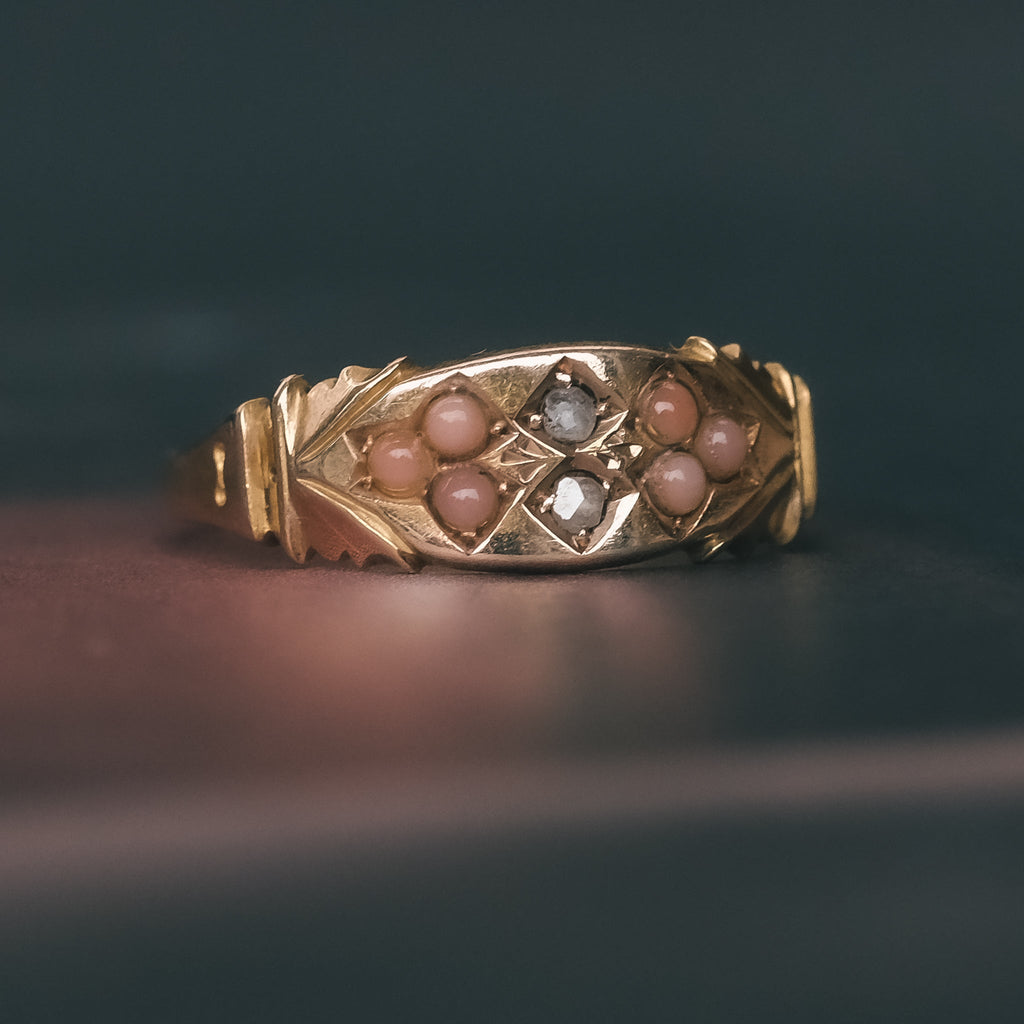 1894 Coral 'Gypsy' Ring - Lost Owl Jewelry