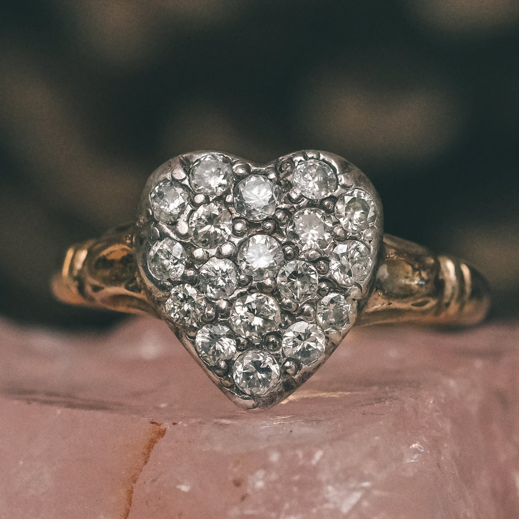 1920s Pavé Diamond Heart Ring - Lost Owl Jewelry