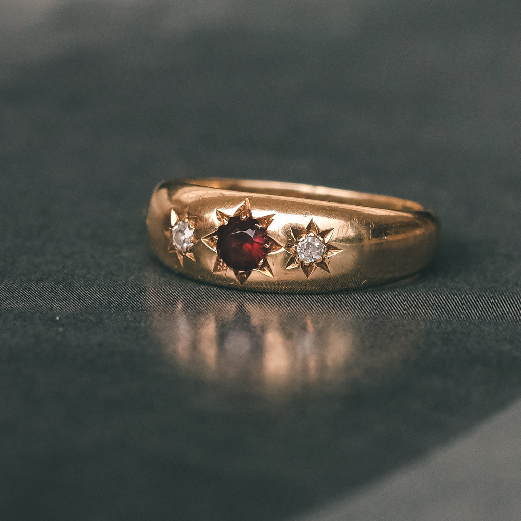 1929 Ruby & Diamond 'Gypsy' Ring - Lost Owl Jewelry
