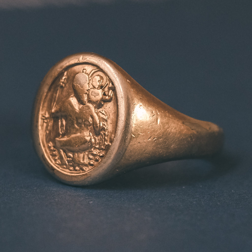 1930s St. Christopher Signet Ring - Lost Owl Jewelry