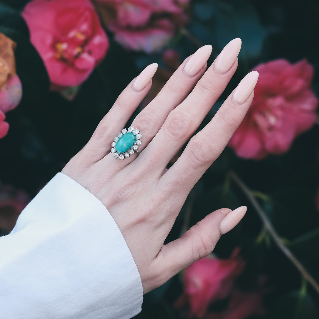 1960s Turquoise Cluster Ring - Lost Owl Jewelry