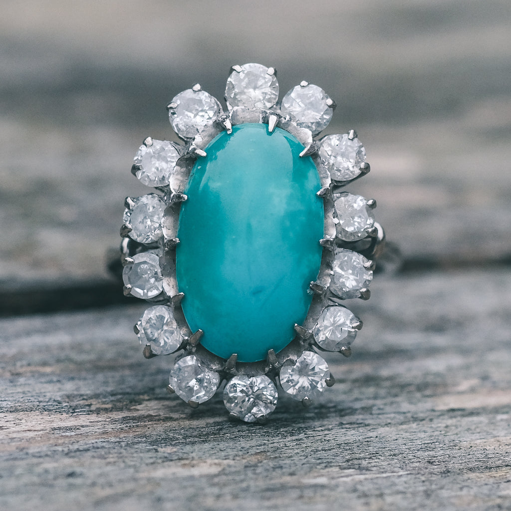 1960s Turquoise Cluster Ring - Lost Owl Jewelry