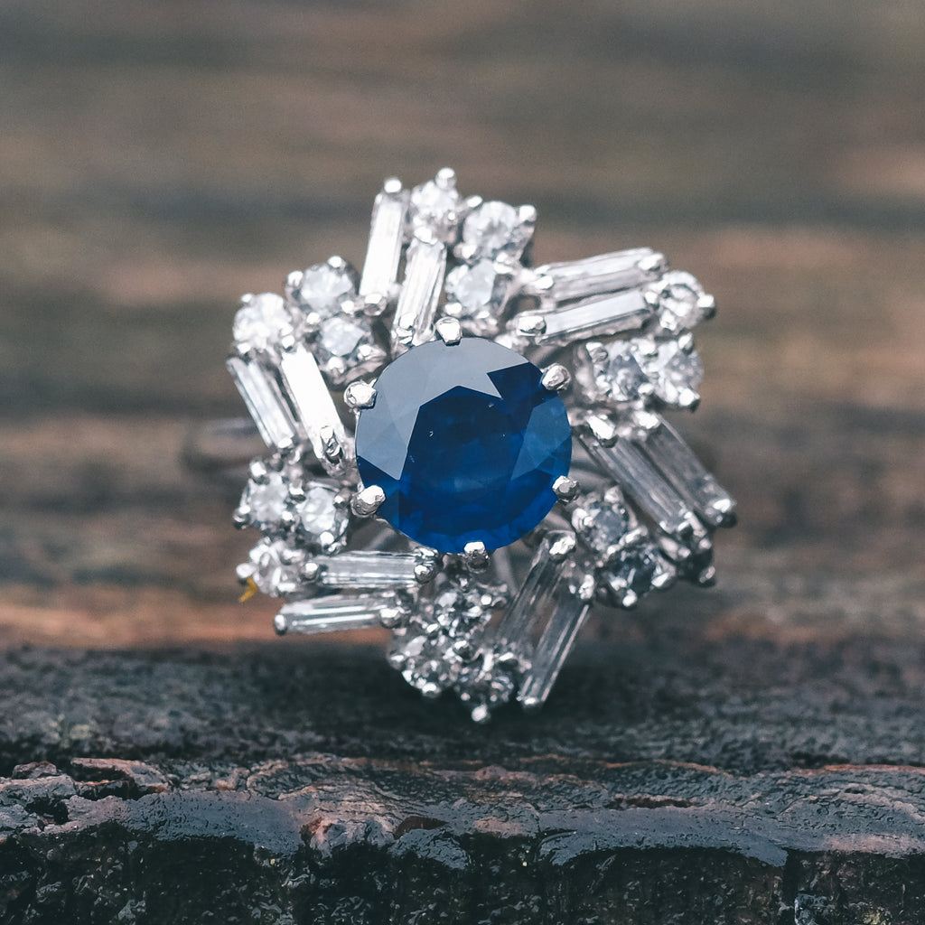 1980s Sapphire Cocktail Ring - Lost Owl Jewelry