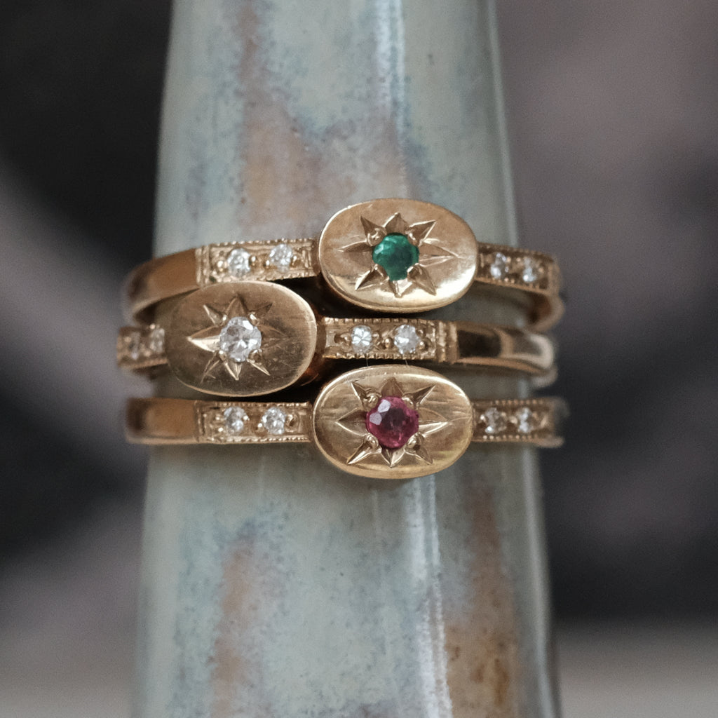 1992 Multigem Star Ring Triptych - Lost Owl Jewelry