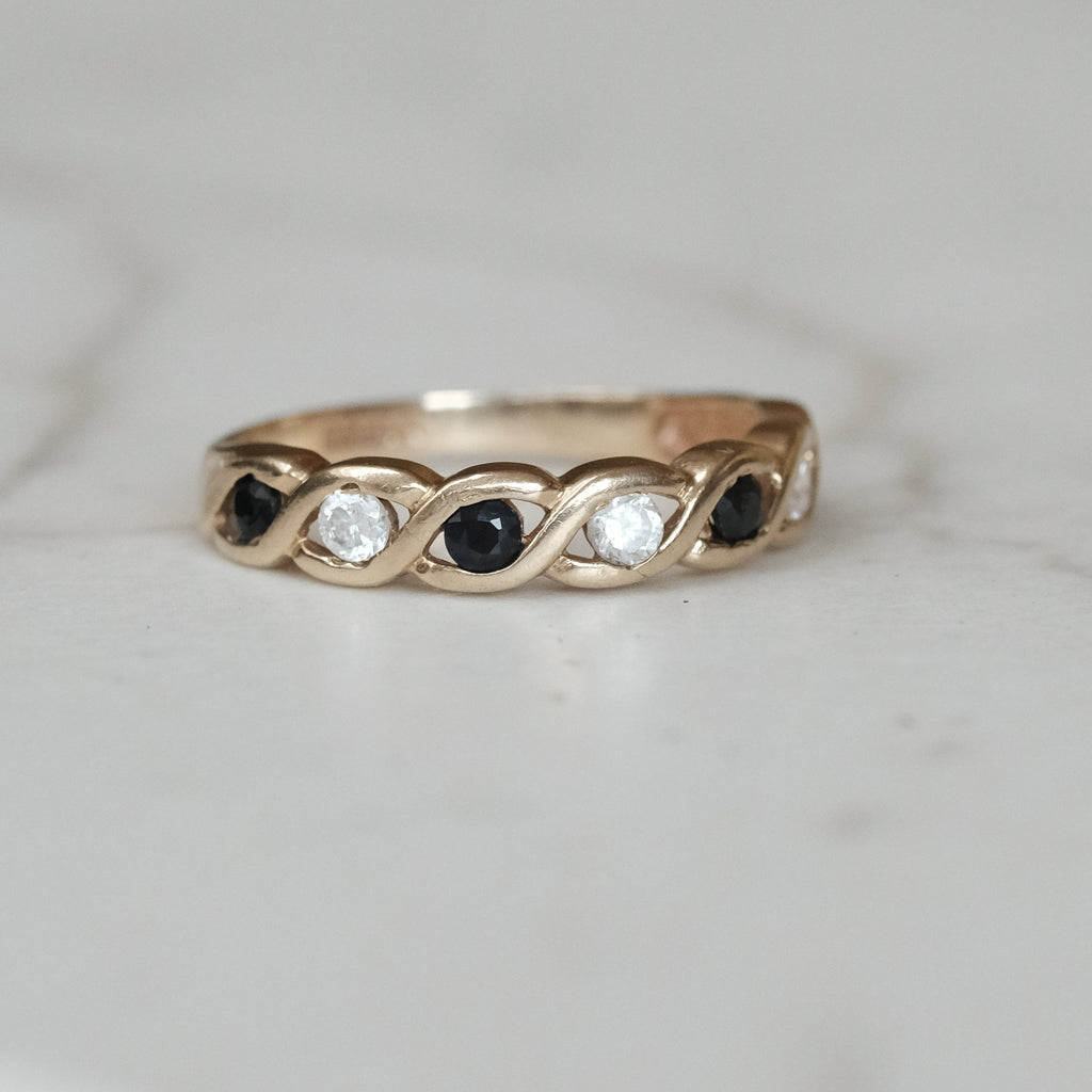 1995 Sapphire Helix Eternity Ring - Lost Owl Jewelry
