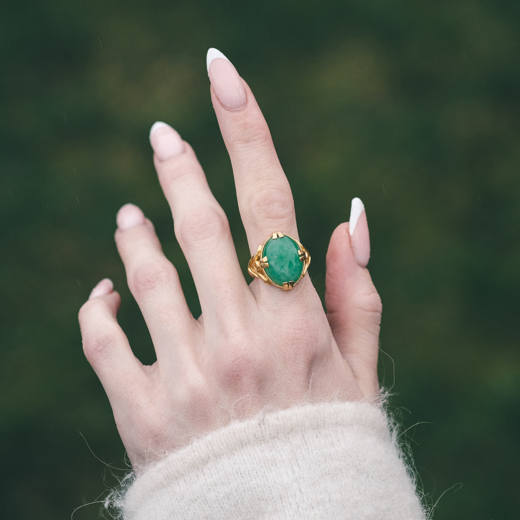 24ct Gold Jade Ring - Lost Owl Jewelry