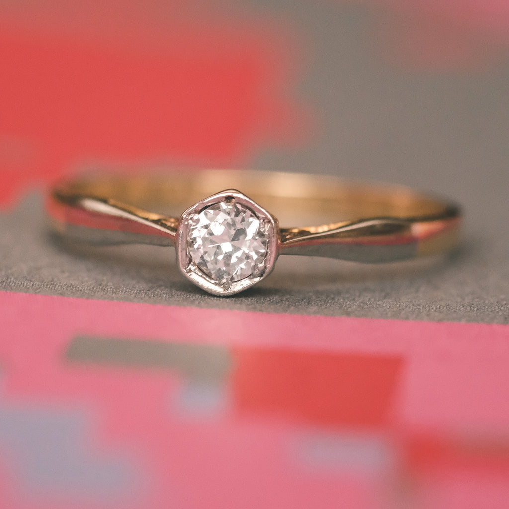 Art Deco Diamond Hexagon Ring - Lost Owl Jewelry