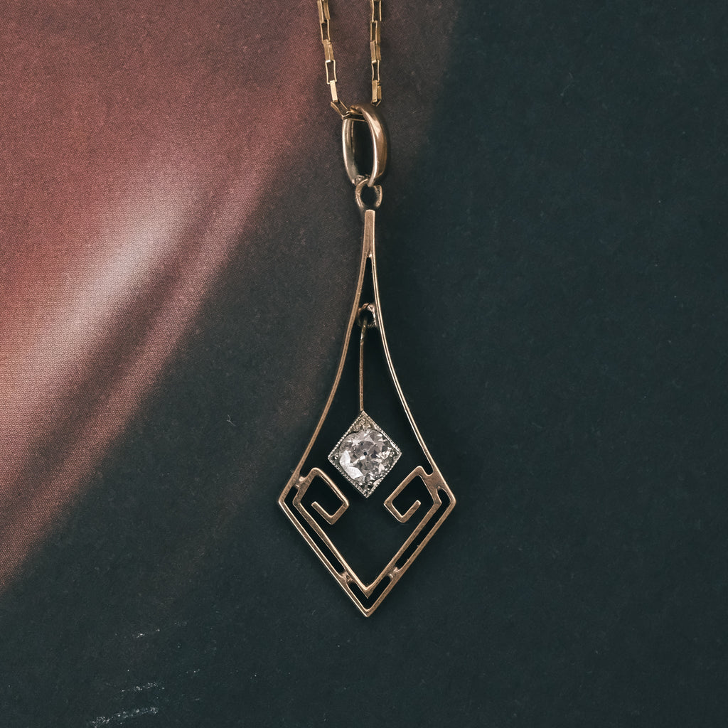 Art Deco Diamond Pendant - Lost Owl Jewelry