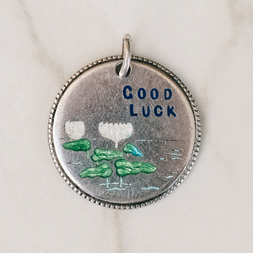 Art Deco 'Good Luck' Water Lily Pendant - Lost Owl Jewelry