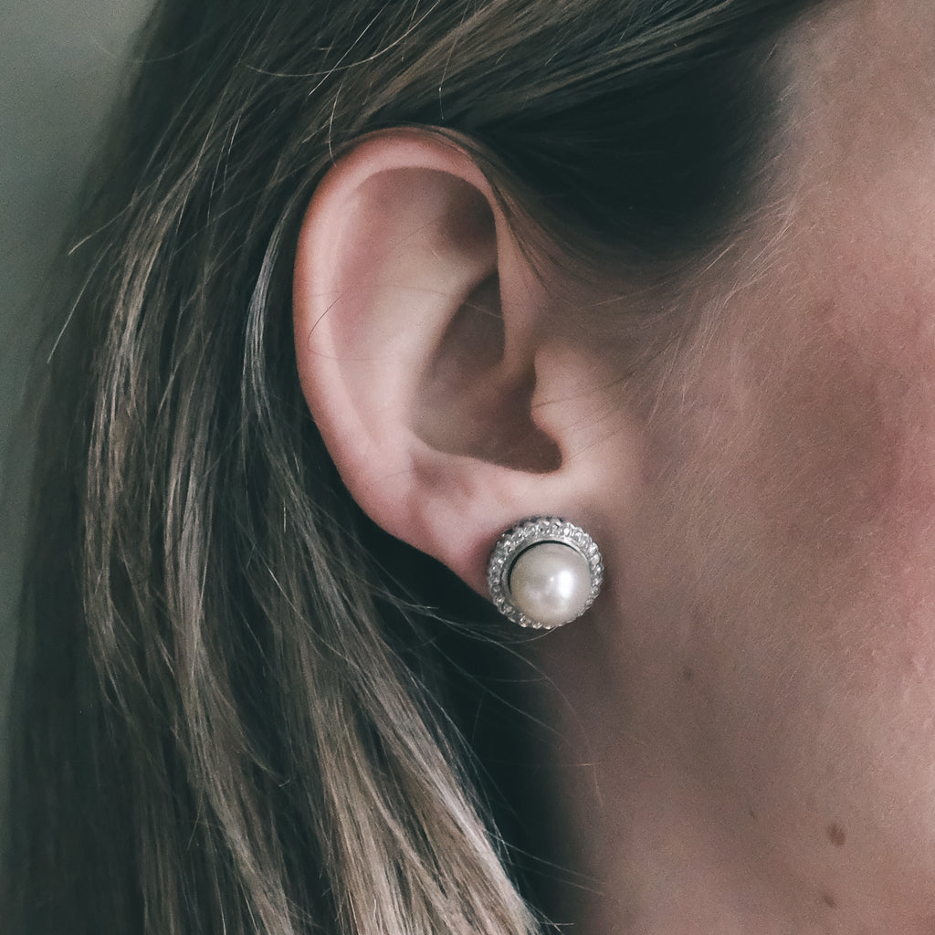 Art Deco Pearl Stud Earrings - Lost Owl Jewelry