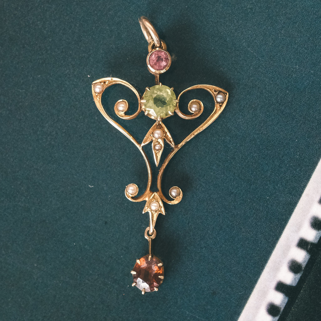 Art Nouveau Lavaliere Pendant - Lost Owl Jewelry