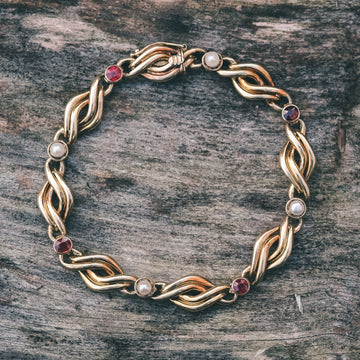 Art Nouveau Ruby & Pearl Bracelet - Lost Owl Jewelry
