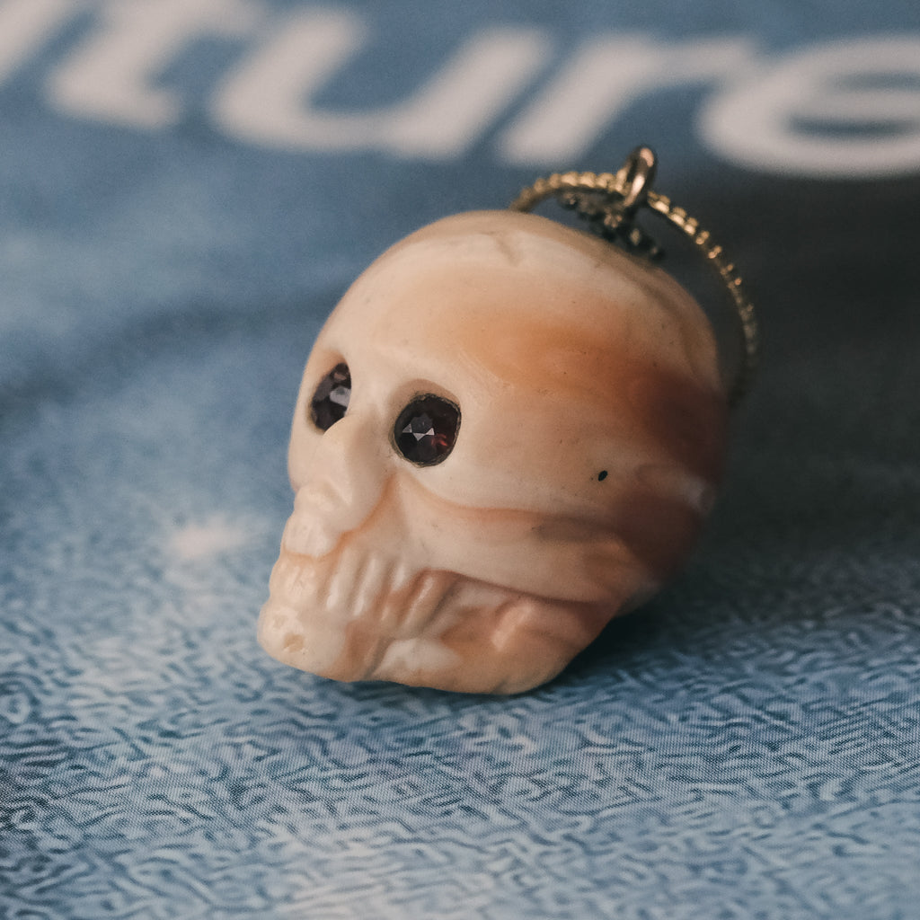 Early Victorian Coral Skull - Lost Owl Jewelry