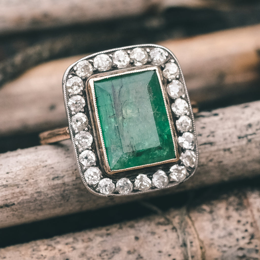 Edwardian Emerald 'Picture Frame' Ring - Lost Owl Jewelry