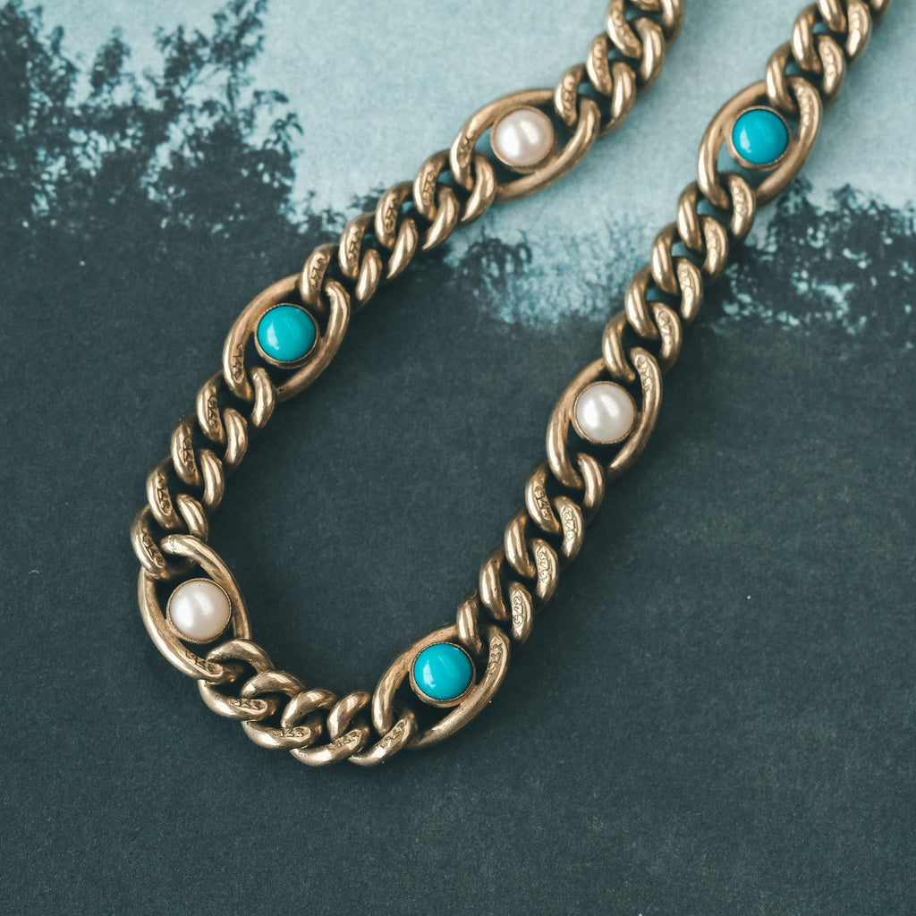 Edwardian Turquoise & Pearl Bracelet - Lost Owl Jewelry