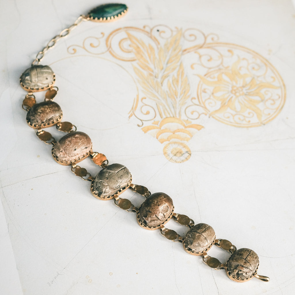 Egyptian Revival Scarab Bracelet - Lost Owl Jewelry
