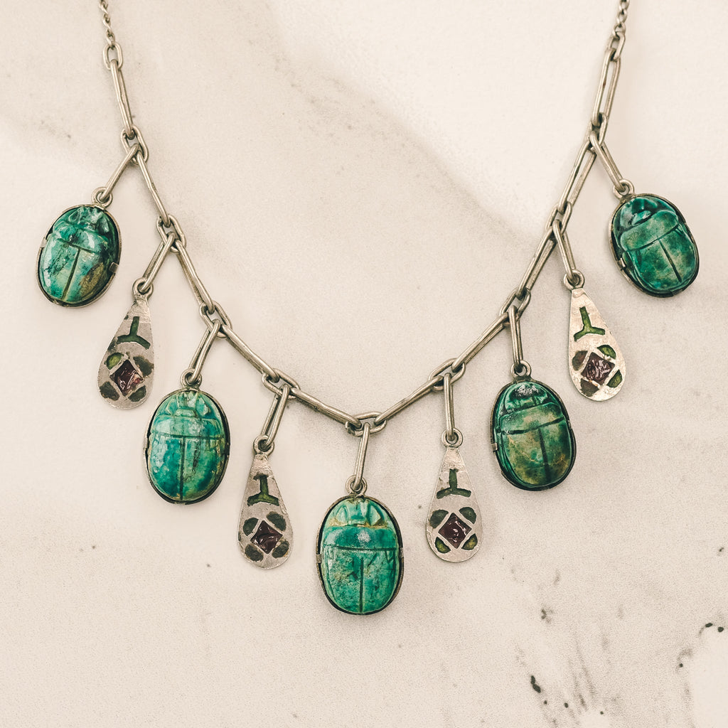Egyptian Revival Scarab Necklace - Lost Owl Jewelry