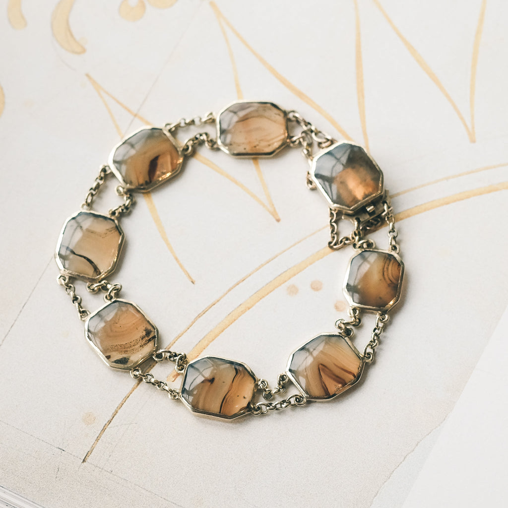 Georgian Agate Panel Bracelet - Lost Owl Jewelry