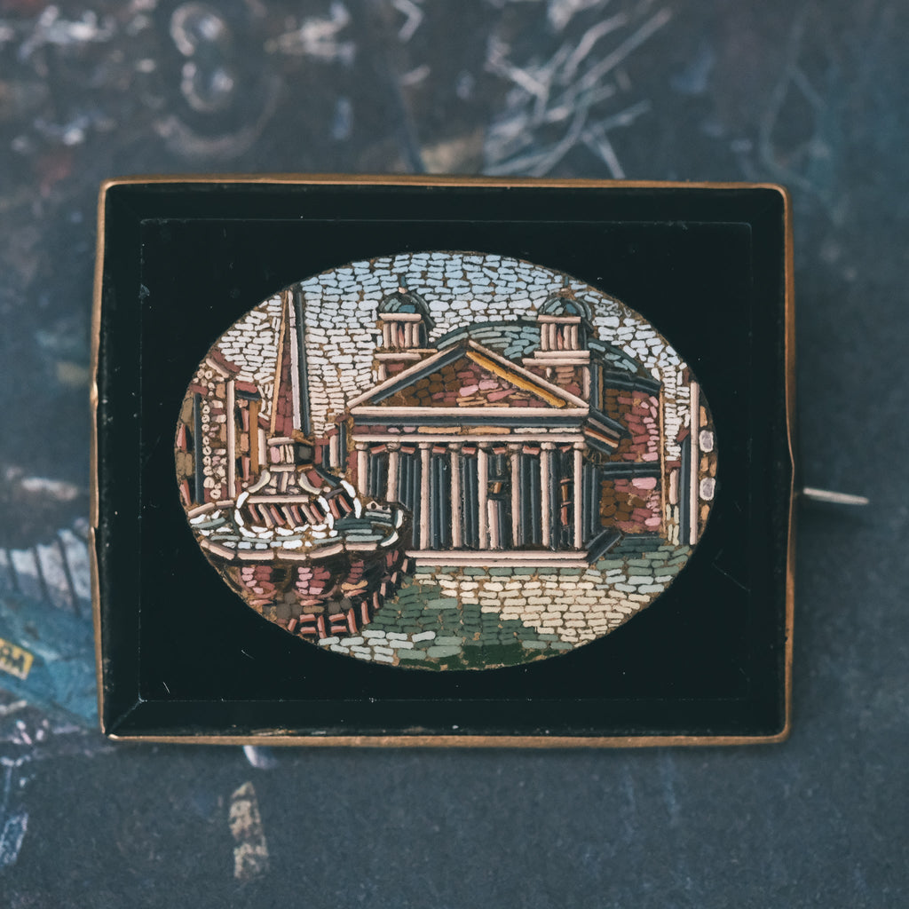 Grand Tour "The Pantheon" Micromosaic Brooch - Lost Owl Jewelry