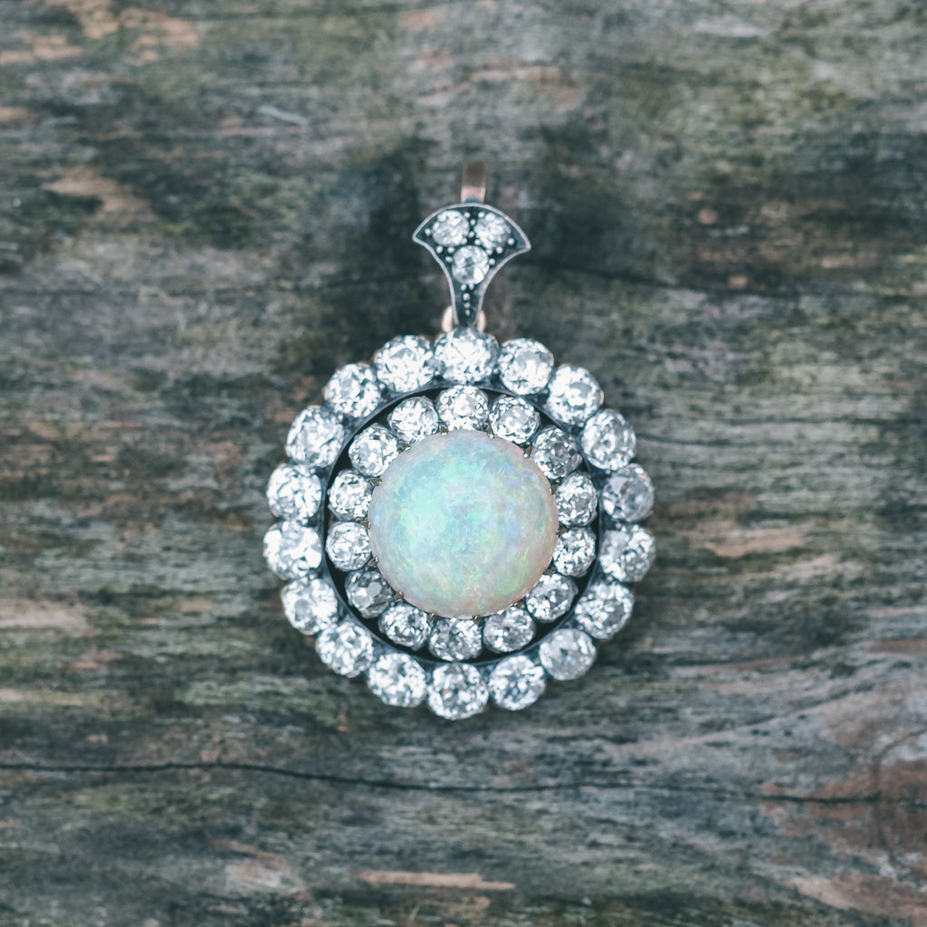 Late Victorian Opal & Diamond Pendant - Lost Owl Jewelry