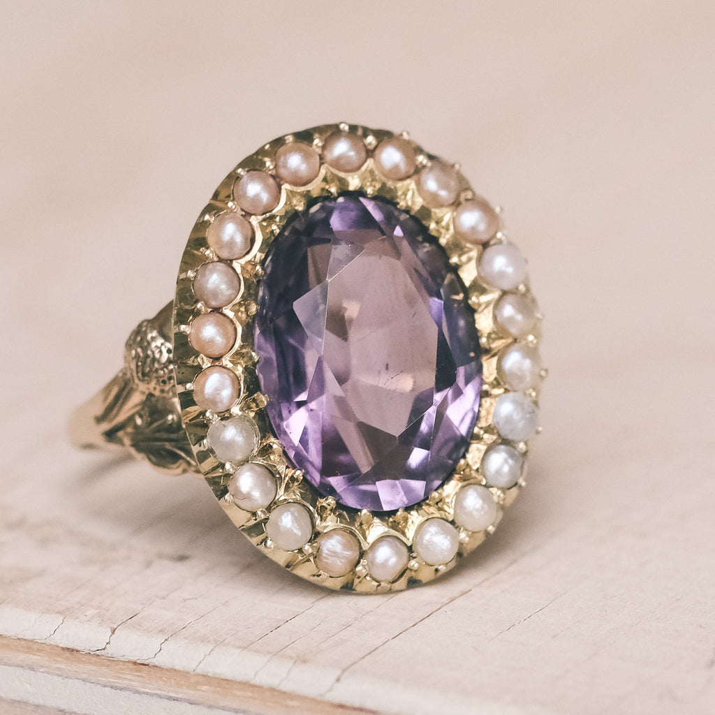 Victorian Amethyst Cluster Ring - Lost Owl Jewelry