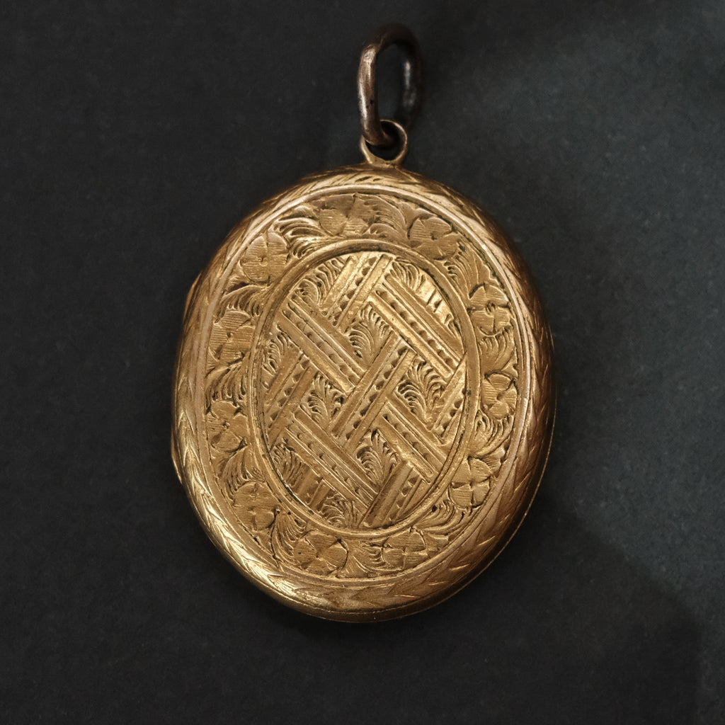 Victorian Engraved Gold Locket - Lost Owl Jewelry