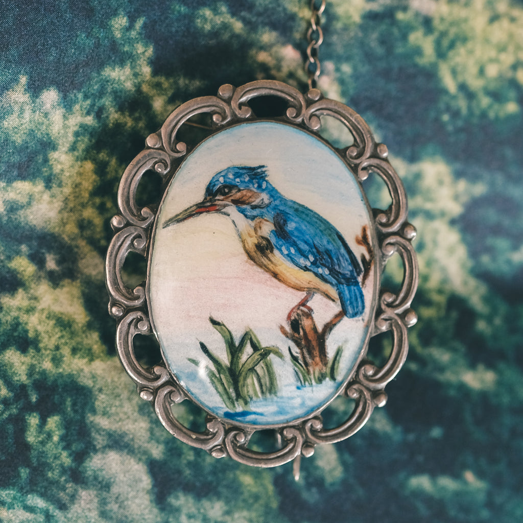 Victorian Kingfisher Brooch - Lost Owl Jewelry
