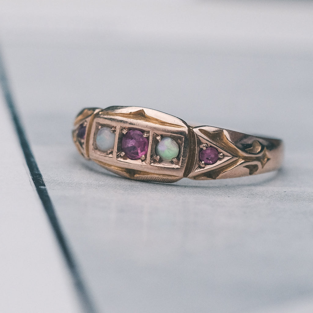 Victorian Ruby & Opal 'Gypsy' Ring - Lost Owl Jewelry