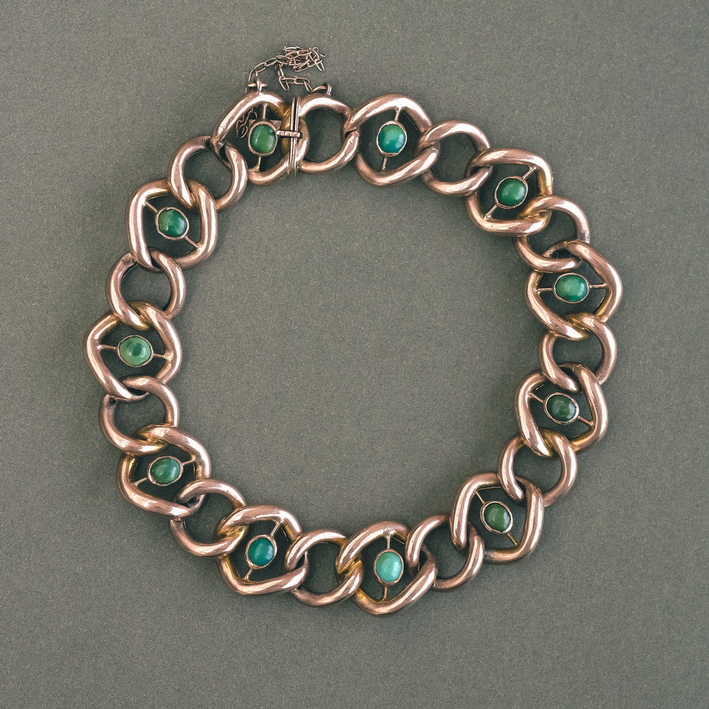 Victorian Turquoise Curb Bracelet - Lost Owl Jewelry