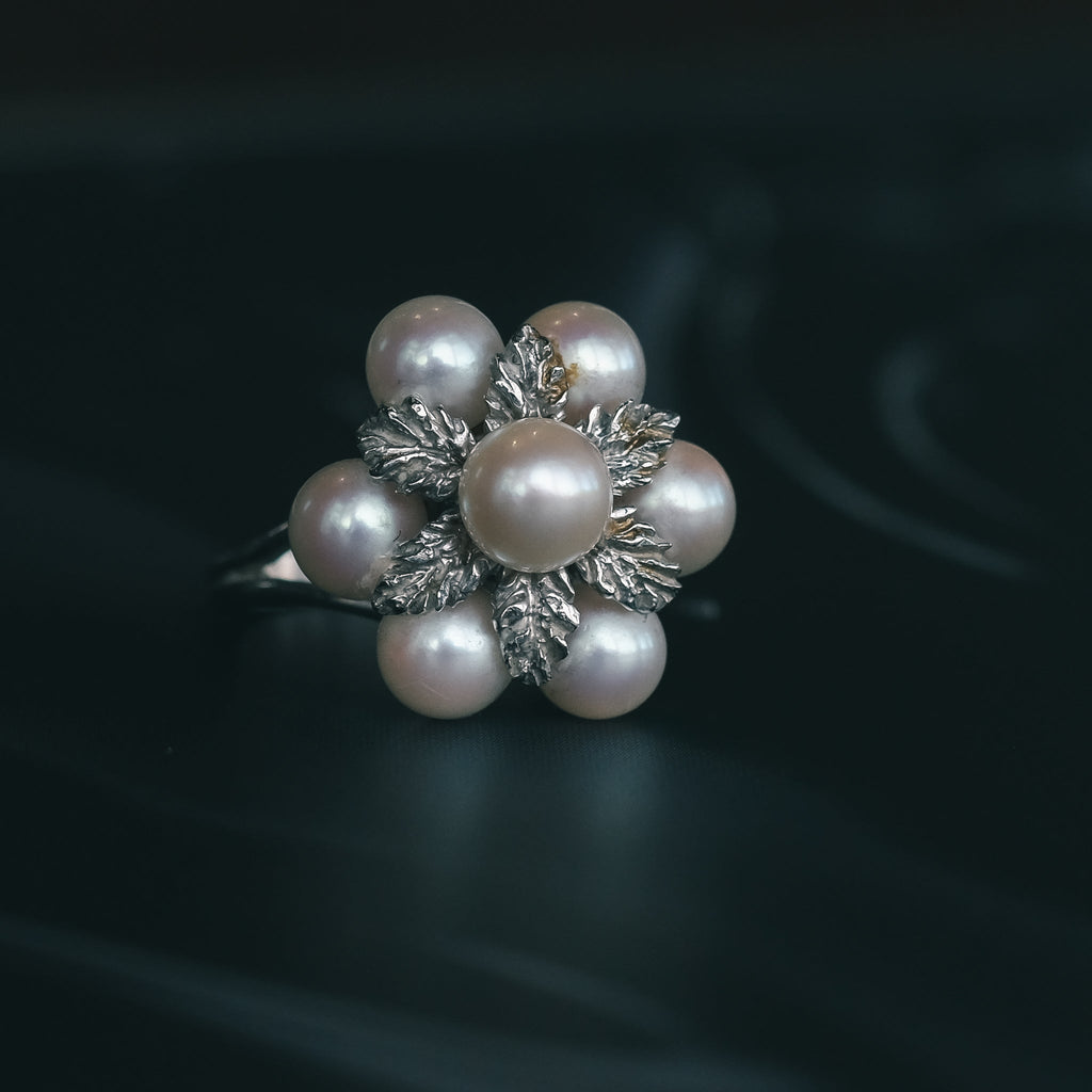 1. 1960s Pearl & Leaf Ring - Lost Owl Jewelry